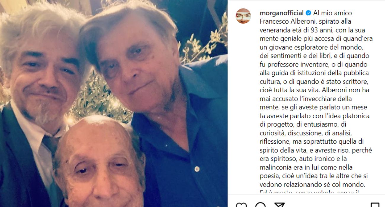 Il post di Morgan per il suo amico scomparso